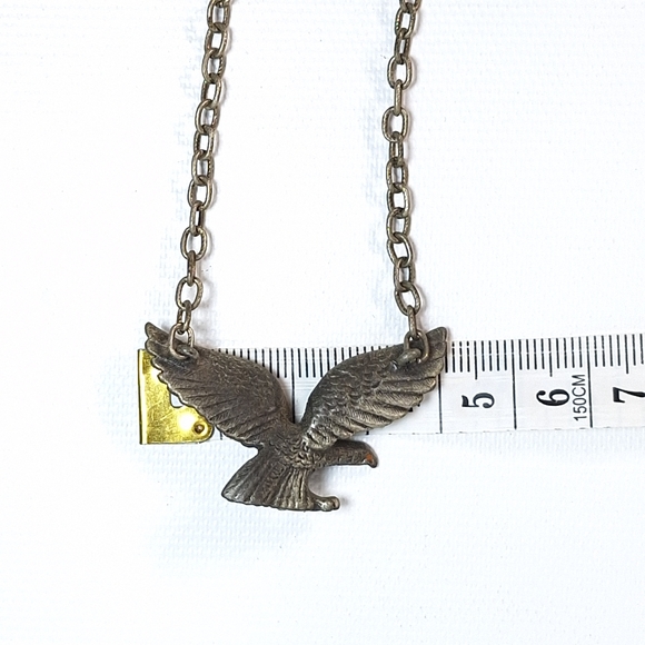 Unisex Pewter Hawk Pendant Chain Link Necklace - Picture 10 of 10